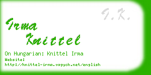 irma knittel business card